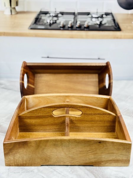 مضيفة خشب موشح غامق 4 اقسام